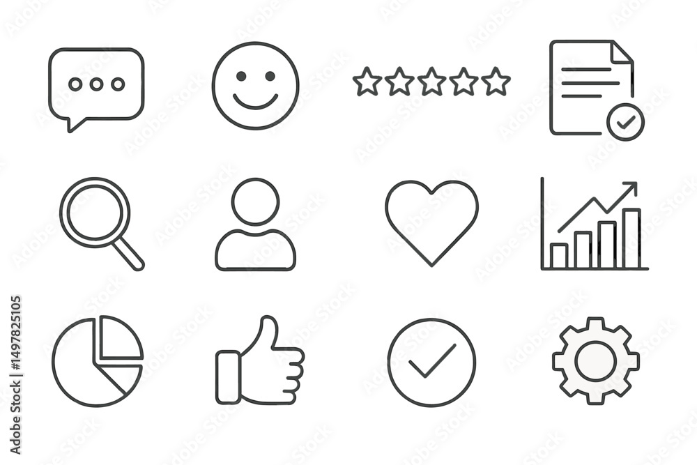 Fototapeta premium Visual representation of digital interaction elements and user engagement metrics for online platforms