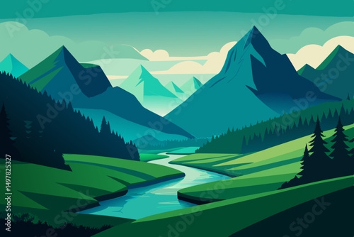 landscape with mountains