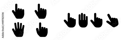 Hand gestures indicating different numbers on a clean white background during a design or educational activity