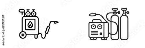 Welding equipment in an industrial workshop used for metal fabrication and repairs during daytime