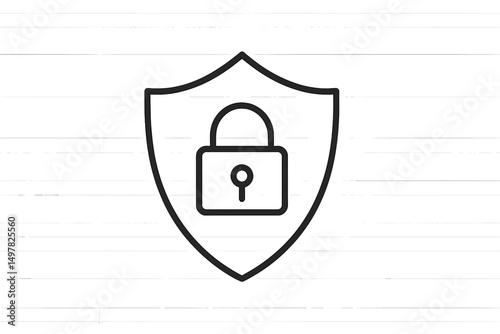 Modern shield design featuring a padlock symbol representing security and protection in digital environments