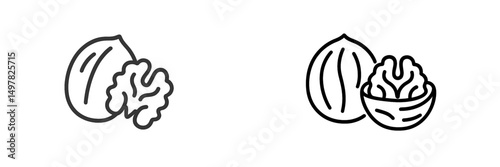 Illustration of walnut halves and whole nuts on a minimalist background showing details of texture and shape