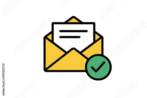 Yellow envelope with a check mark indicating successful message delivery in a digital context