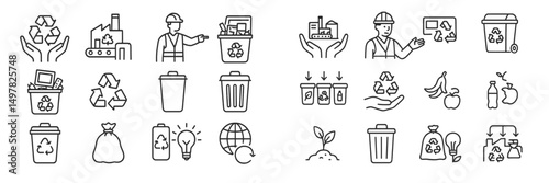 Clean recycling symbols represent various waste management activities aimed at promoting sustainability and environmental awareness in urban settings