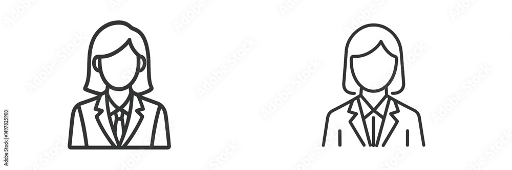 Professional female figures in suit illustrations demonstrating different poses for business representation Professional female figures in suit illustrations demonstrating different poses for business representation