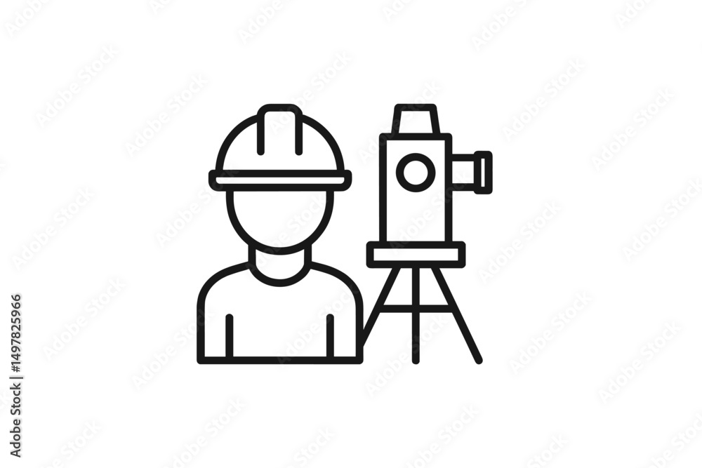 Surveyor using equipment for land measurement on construction site during daytime Surveyor using equipment for land measurement on construction site during daytime