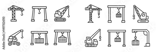 Various crane designs and types used in construction and heavy lifting