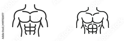 Muscular torso illustrations showcasing different levels of abdominal definition and fitness representation