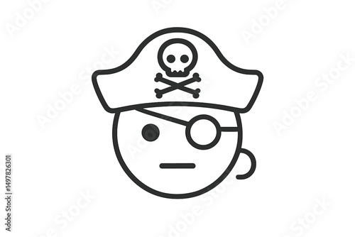 Pirate character wearing a hat with a skull design and an eye patch, symbolizing adventure and mystery