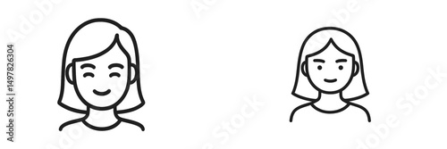 Two simple line drawings of a smiling and neutral-faced person, showcasing different emotional expressions