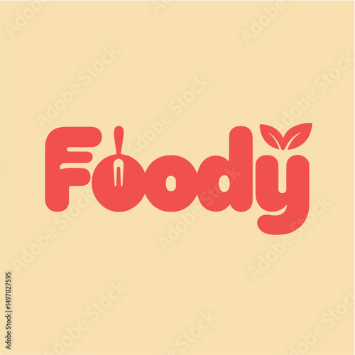 Playful Foody Logo Design with Fork and Leaf.eps