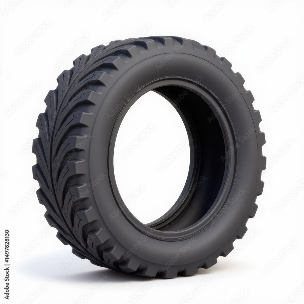 Black Tractor Tire: Off-Road Vehicle Equipment, Agricultural Machinery Component, Rubber Tread Pattern Black Tractor Tire: Off-Road Vehicle Equipment, Agricultural Machinery Component, Rubber Tread Pattern