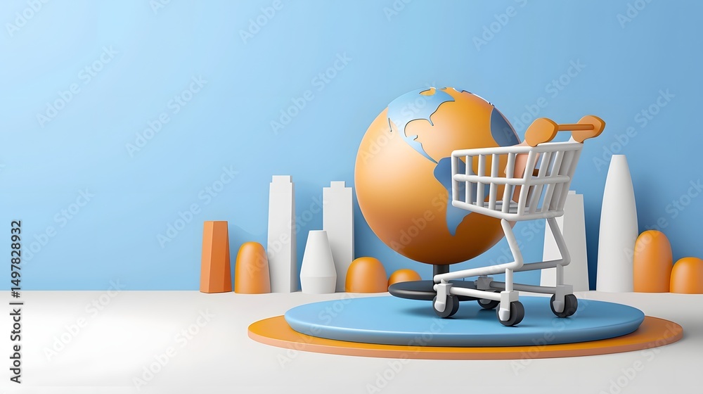 Global e commerce and online shopping concept