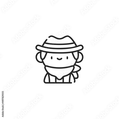 Cowboy icon logo flat vector design