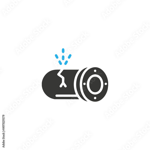 Pipe crack leakage icon logo flat vector design