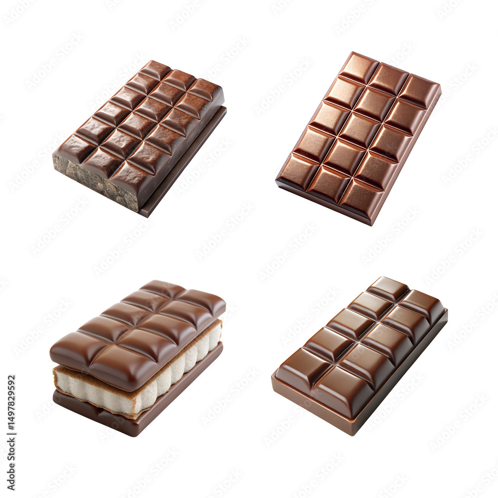 Fototapeta premium Chocolate Bar with Nuts and Raisins bundle isolated on transparent background