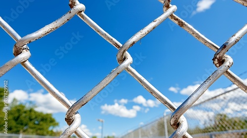 Metal Fence with Blue Sky Background