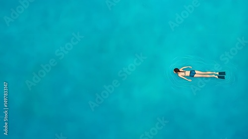 A person swimming underwater with diving equipment