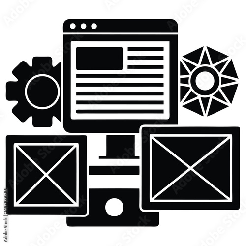 web designer element isolated design sketch on white background