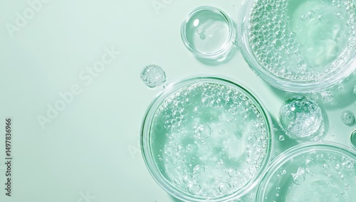 Gentle, translucent bubbles in glass bowls