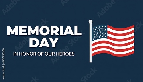 Memorial Day: A solemn observance honoring the fallen heroes, commemorated with the American flag, a symbol of freedom and remembrance.