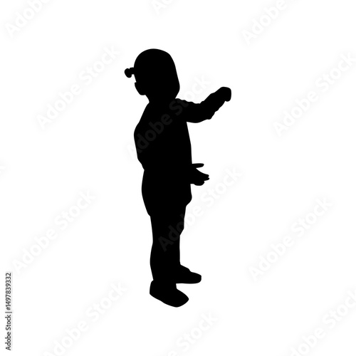 Little Explorer's Shadow: A silhouetted toddler reaches forward in playful curiosity, embodying the wonder of discovery and the simple joys of childhood.