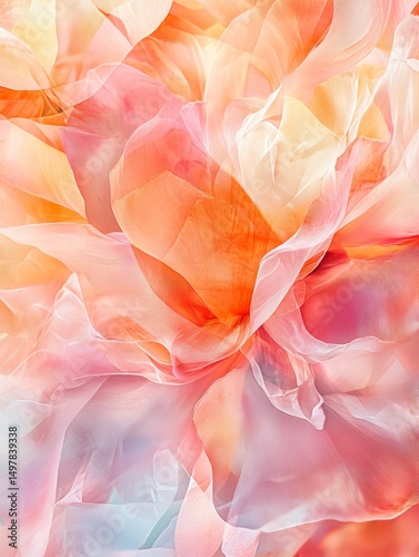 A stunning orange flower is presented in a vibrant close-up, featuring delicate petals that flow gently and intricate details at its center, exuding a warm and elegant aura
