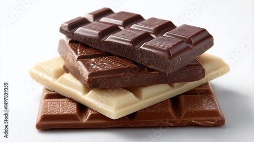 Delicious Three Chocolate Bars Stacked on Top of Each Other