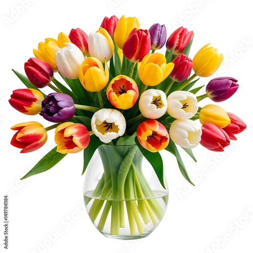 Bouquet of tulips, isolated on transparent background, png