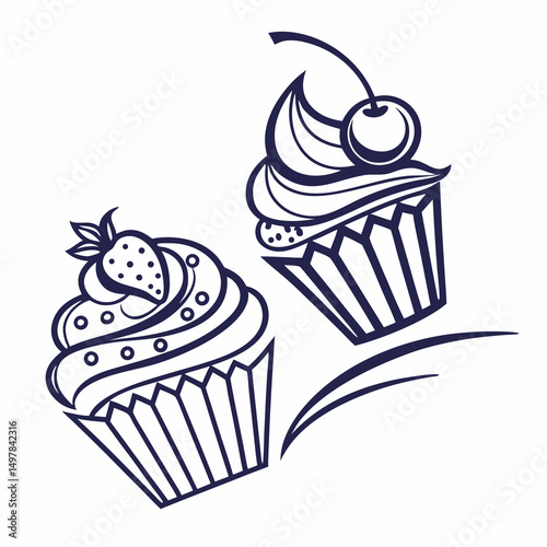 vector illustration of cupcakes