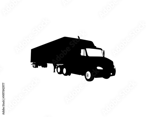 Heavy Hauler Silhouette: The robust outline of a large truck, showcasing its imposing size and conveying a sense of industrial strength and the movement of goods across vast distances.