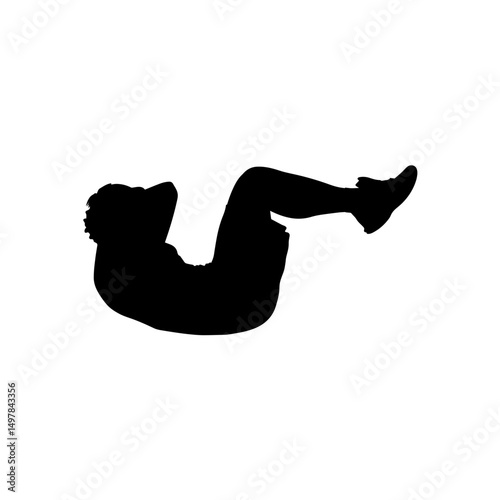 Silhouette Exercise: Captured in striking silhouette, a figure diligently performs core-strengthening crunches. This image encapsulates the essence of fitness, health, and dedicated training. 