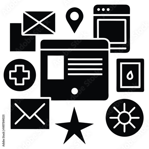 Web Designer element isolated front-end development tools on white background