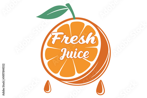 Bright and Fresh Juice Logo Featuring an Orange Fruit Design for Beverages or Juice Products Promotion.