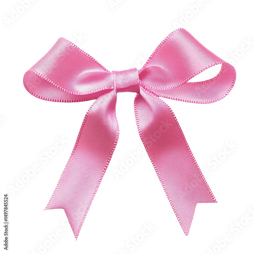 A delicate pink satin ribbon tied in a classic bow