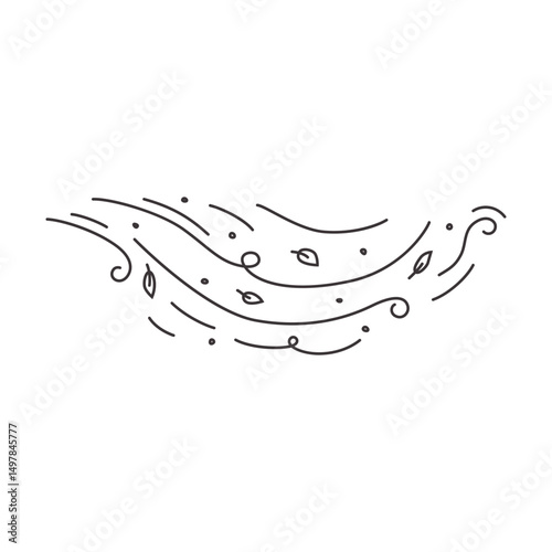 Leaf wind doodle vector design isolated white background