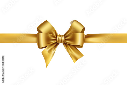A golden satin ribbon tied in a classic bow
