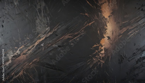 Abstract distressed pattern, heavily textured with color noise and dark, rough tones ,  chromatic,  grainy