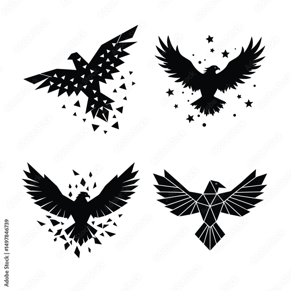 Obraz premium Wings of the Nation: Creative Eagle Vector Silhouettes for National Pride