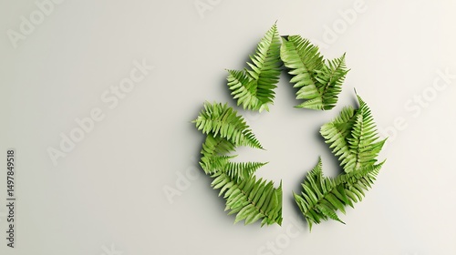 Recycling symbol made of green leaves
