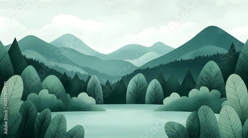 Scenic mountain landscape with lush green forest