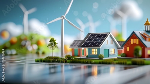 Renewable energy powered eco friendly houses in a sustainable