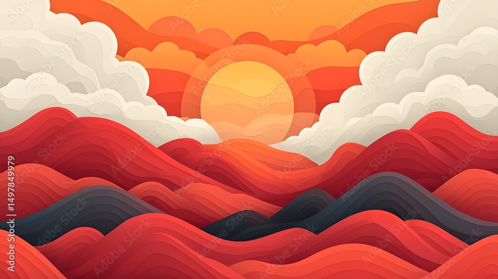 Fototapeta premium Dramatic mountain landscape at sunset