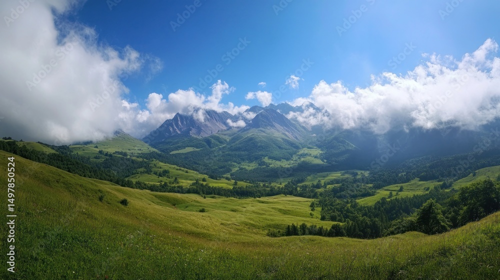 Obraz premium Majestic Mountain Panorama: A Serene Landscape