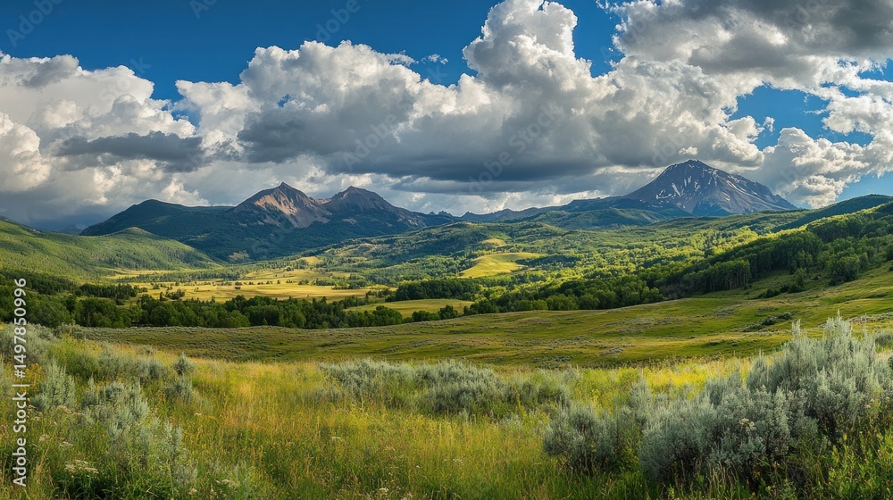 Obraz premium Majestic Mountain Range Under a Dramatic Sky