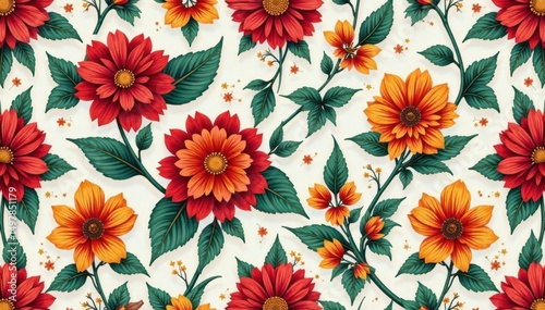 Wallpaper Mural Intricate floral textile design, repeating seamlessly , textile design, seamless, seamless pattern Torontodigital.ca