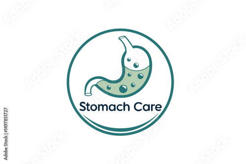 Clean Stomach Care Logo Design for Healthcare Services and Gastroenterology Clinics, Illustrated Icon on White Background.