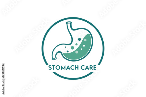 Stomach Care Graphic Logo, Anatomy, Digestion, Digestive System, Medical Symbol and Icon, Health, Healthcare, Vector Illustration.