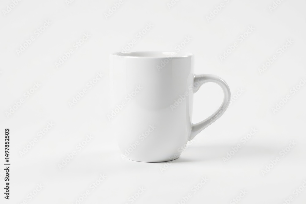 One white ceramic coffee mug isolated on white , home, design One white ceramic coffee mug isolated on white , home, design