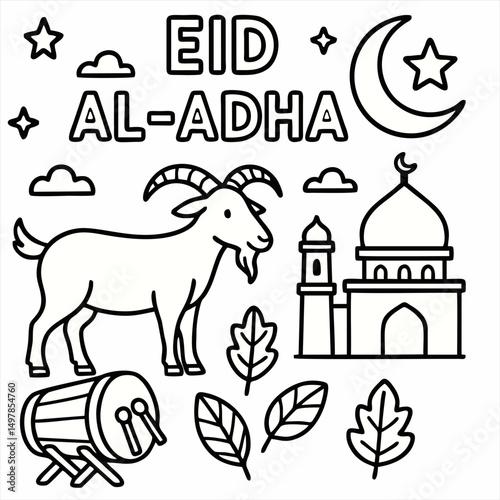 Eid al-Adha Vector Elements – Islamic & Traditional Theme
